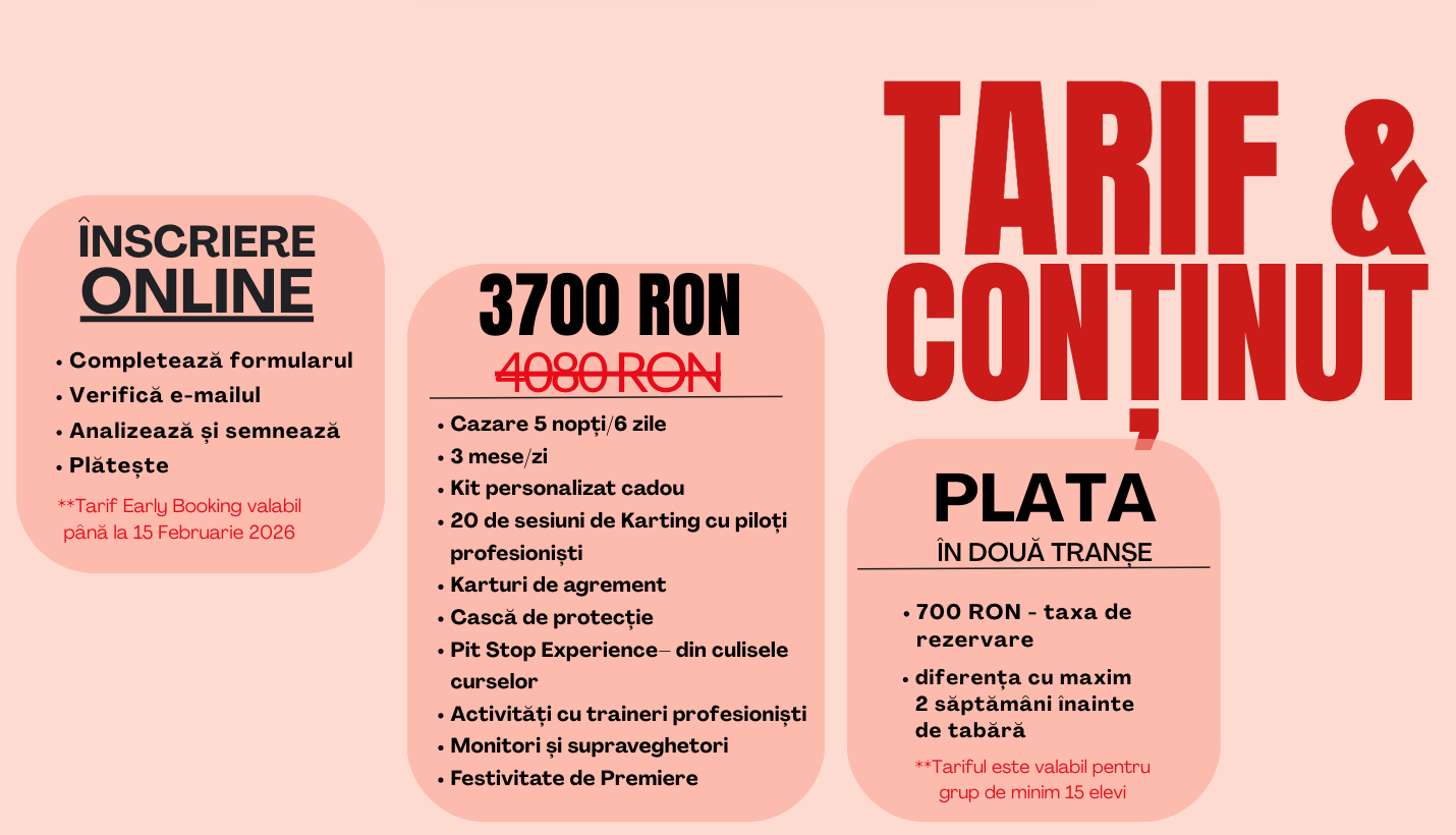 cel mai mic pret pret tabara de karting